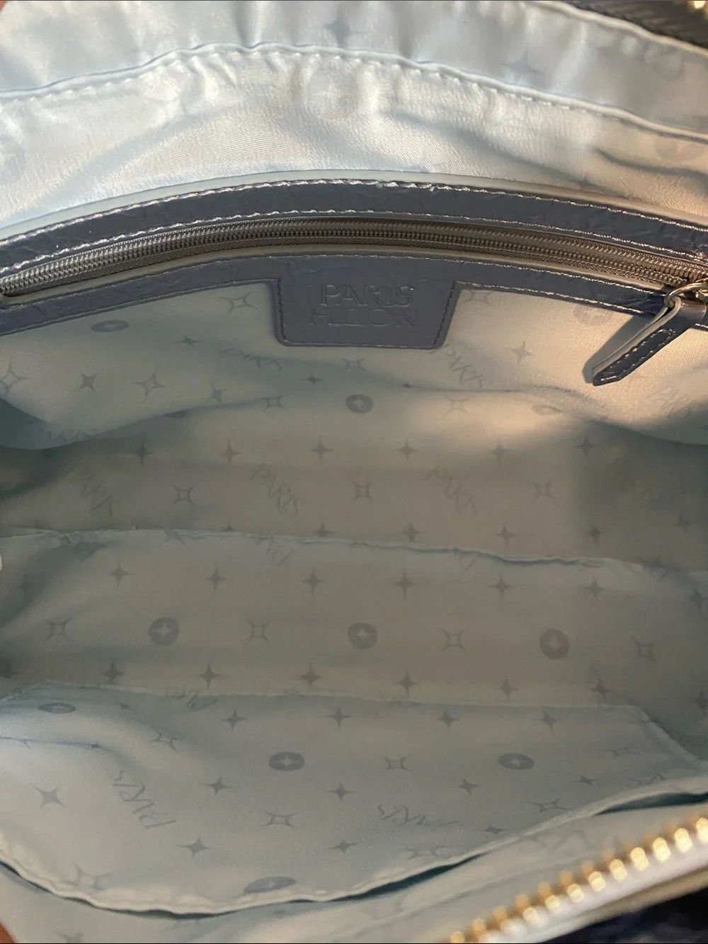 Paris Hilton Ice Blue Mini Tote with Shimmering Metallic Finish w/ Crossbody